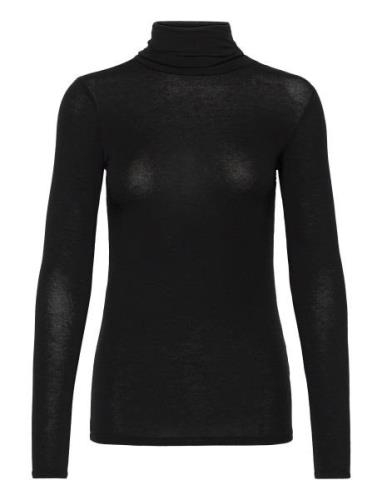 Matima T-Neck Tee Tops T-shirts & Tops Long-sleeved Black Second Femal...