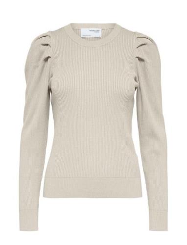 Slfisla Ls Knit O-Neck B Tops Knitwear Jumpers Cream Selected Femme