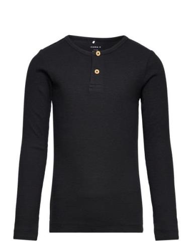 Nmmkab Ls Top Noos Tops T-shirts Long-sleeved T-Skjorte Black Name It