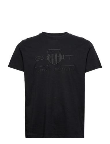 Reg Tonal Shield Ss T-Shirt Tops T-Kortærmet Skjorte Black GANT