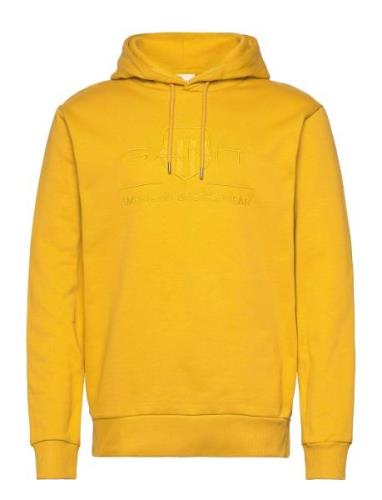 Reg Tonal Shield Hoodie Tops Sweatshirts & Hoodies Hoodies Yellow GANT