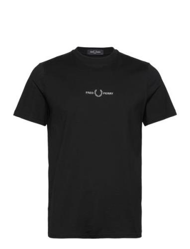 Embroidered T-Shirt Tops T-Kortærmet Skjorte Black Fred Perry