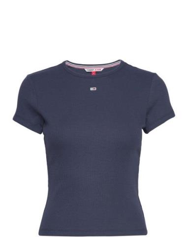 Tjw Bby Essential Rib Ss Tops T-shirts & Tops Short-sleeved Navy Tommy...