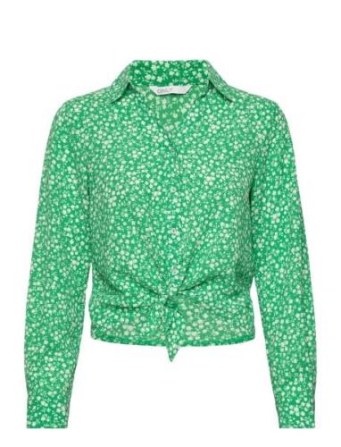 Onlnova Lux L/S Knot Shirt Aop Ptm Tops Shirts Long-sleeved Green ONLY