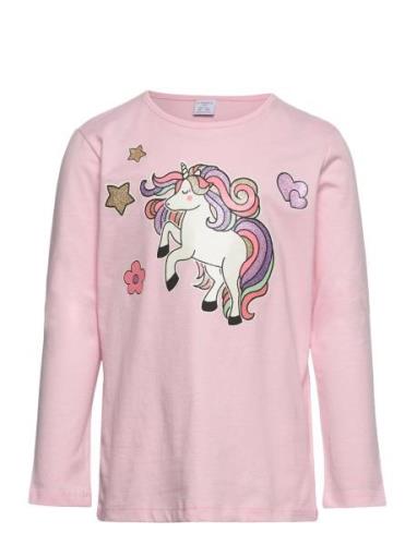 Top Unicorn Print Tops T-shirts Long-sleeved T-Skjorte Pink Lindex
