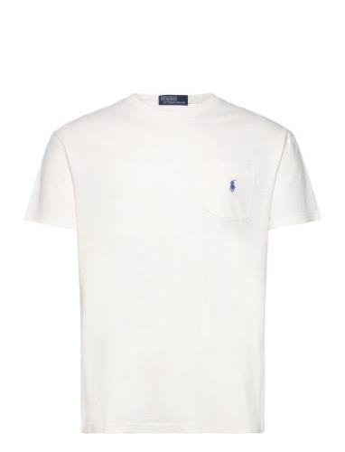 Classic Fit Cotton-Linen Pocket T-Shirt Tops T-Kortærmet Skjorte White...