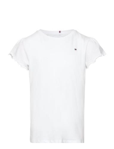 Essential Ruffle Sleeve Top Ss Tops T-Kortærmet Skjorte White Tommy Hi...