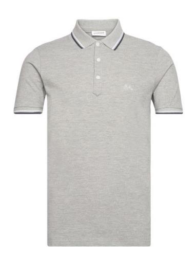 Polo Shirt With Contrast Piping Tops Polos Short-sleeved Grey Lindberg...