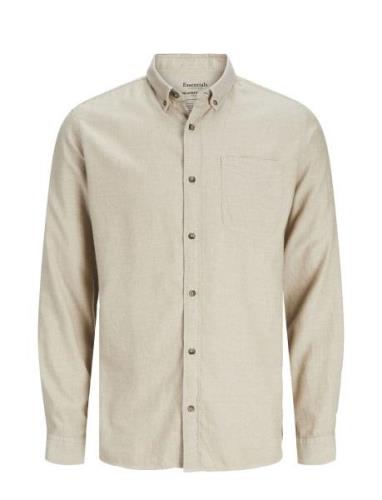 Jjeclassic Melange Shirt Ls Noos Tops Shirts Casual Beige Jack & J S