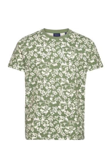 Floral Print T-Shirt Tops T-Kortærmet Skjorte Green GANT