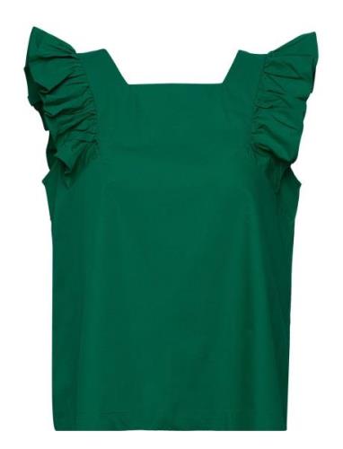 2Nd Franca Tt - Crispy Poplin Tops Blouses Short-sleeved Green 2NDDAY
