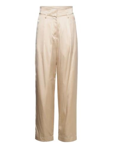 Silk Satin Suit Pants Bottoms Trousers Suitpants Beige Cathrine Hammel