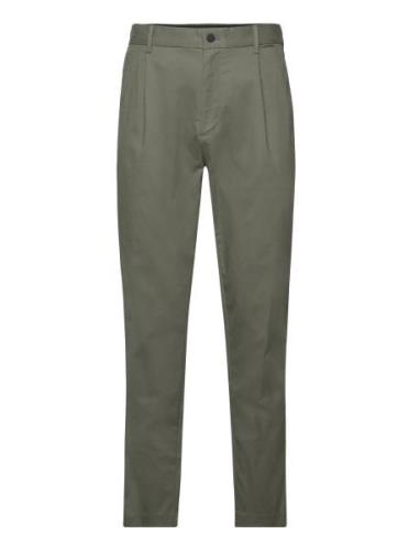 Modern Twill Tapered Pleat Bottoms Trousers Chinos Khaki Green Calvin ...