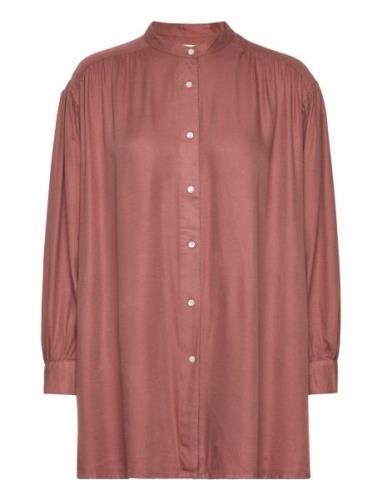 Auora Shirt Twill Tops Shirts Long-sleeved Burgundy Moshi Moshi Mind