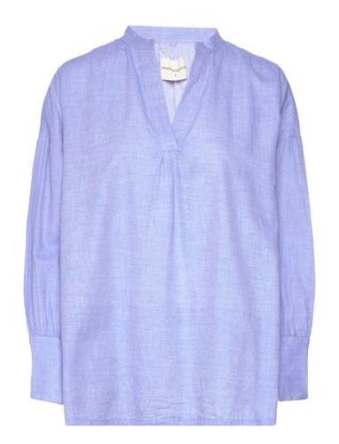 Light Shirt Chambray Tops Blouses Long-sleeved Blue Moshi Moshi Mind