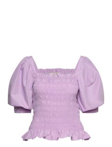 Rikka Top Tops Blouses Short-sleeved Purple A-View
