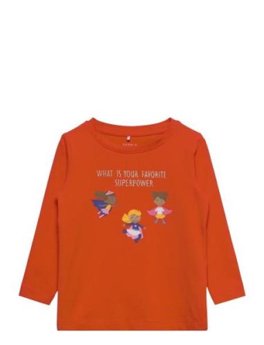 Nmflina Ls Top Box Tops T-shirts Long-sleeved T-Skjorte Orange Name It