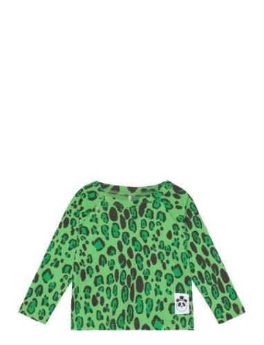 Leopard Raglan Ls Tee Tops T-shirts Long-sleeved T-Skjorte Green Mini ...