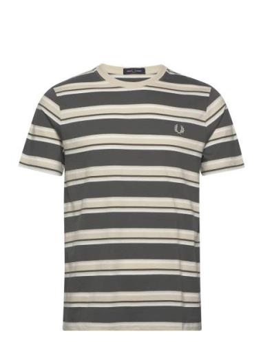 Stripe T-Shirt Tops T-Kortærmet Skjorte Khaki Green Fred Perry