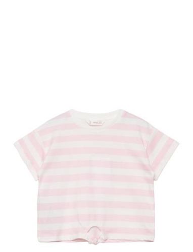 Knot Striped T-Shirt Tops T-Kortærmet Skjorte Pink Mango
