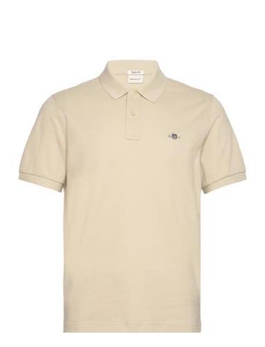 Reg Shield Ss Pique Polo Tops Polos Short-sleeved Beige GANT