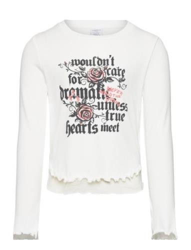 Top Long Sleeve With Mesh Tops T-shirts Long-sleeved T-Skjorte White L...