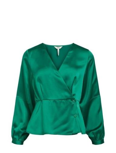 Objalamanda L/S Wrap Top 129 Tops Blouses Long-sleeved Green Object