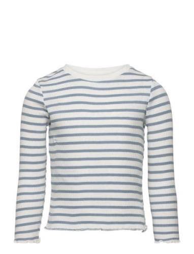 Long-Sleeved Knitted T-Shirt Tops T-shirts Long-sleeved T-Skjorte Blue...