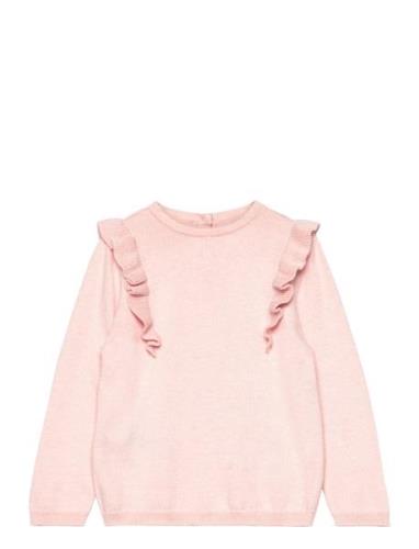 Ruffle Knitted Sweater Tops Knitwear Pullovers Pink Mango