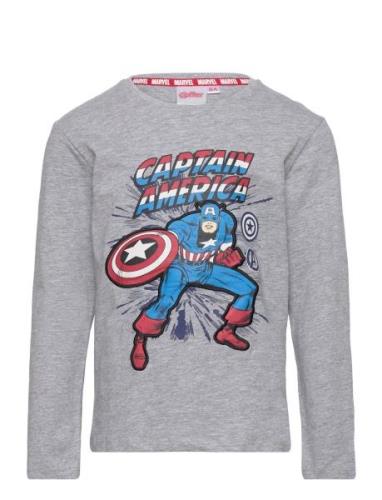 Long-Sleeved T-Shirt Tops T-shirts Long-sleeved T-Skjorte Grey Marvel