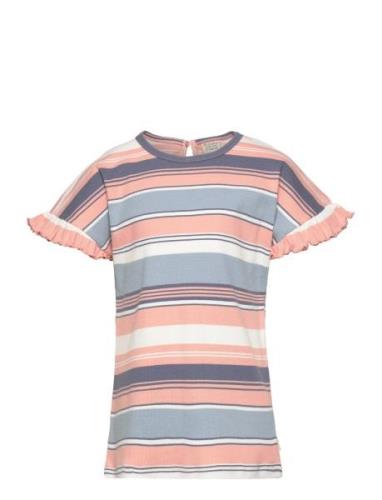 T-Shirt Ss Y/D Rib Tops T-Kortærmet Skjorte Multi/patterned Minymo