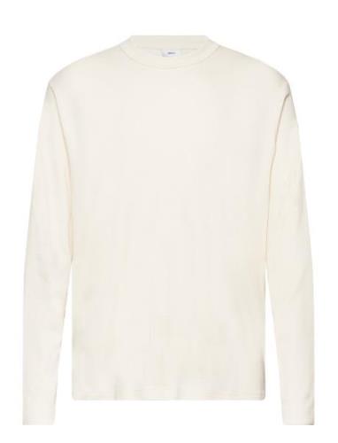 100% Cotton Long-Sleeved T-Shirt Tops T-Langærmet Skjorte Cream Mango