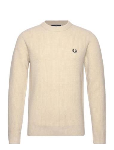 Textured Lambswool Jmpr Tops Knitwear Round Necks Cream Fred Perry