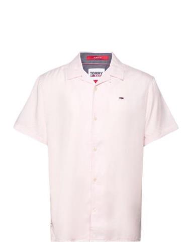 Tjm Clsc Solid Camp Shirt Tops Shirts Short-sleeved Pink Tommy Jeans