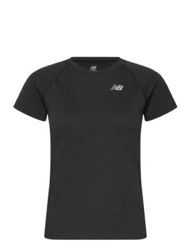 Knit Slim T-Shirt Sport T-shirts & Tops Short-sleeved Black New Balanc...