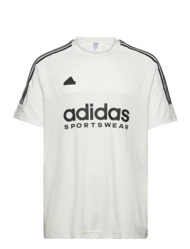 M Tiro Tee Q1 Sport T-Kortærmet Skjorte White Adidas Sportswear