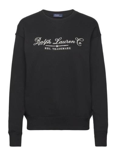 Logo Cotton Fleece Pullover Tops Sweatshirts & Hoodies Sweatshirts Bla...