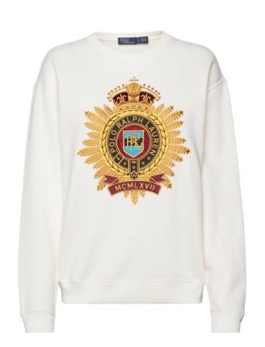 Embroidered-Crest Fleece Sweatshirt Tops Sweatshirts & Hoodies Sweatsh...