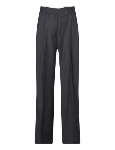 Wide Leg Pleated Wool Pant Bottoms Trousers Suitpants Black Tommy Hilf...