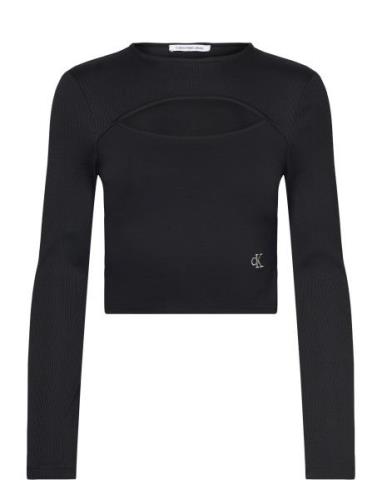 Milano Cut Out Long Sleeve Tops T-shirts & Tops Long-sleeved Black Cal...