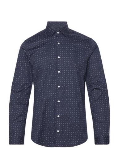 Twill 2 Color Print Shirt Tops Shirts Business Navy Calvin Klein