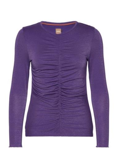C_Emeela_Glitter Tops Blouses Long-sleeved Purple BOSS