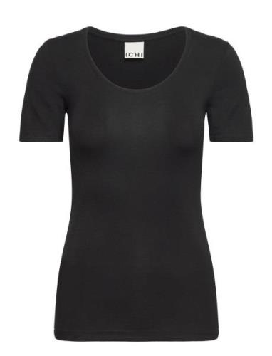Ihzola Plain Ss Tops T-shirts & Tops Short-sleeved Black ICHI