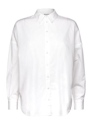 Slfdina-Sanni Ls Shirt Noos Tops Shirts Long-sleeved White Selected Fe...