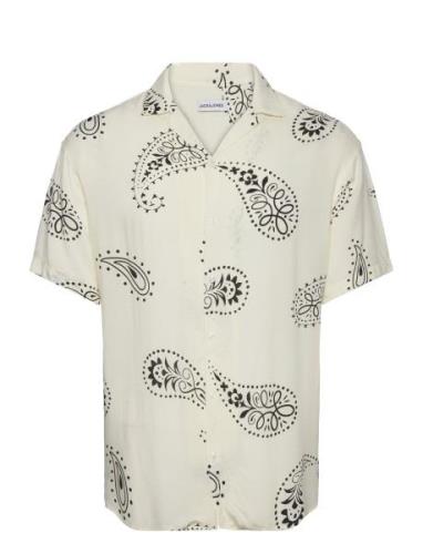 Jjjeff Abstract Print Resort Shirt Ss Tops Shirts Short-sleeved White ...