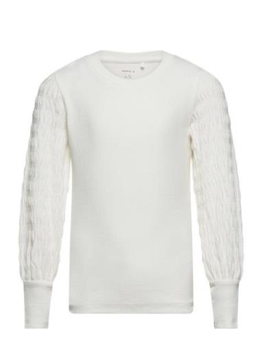 Nkfnotalia Ls Slim Top Tops T-shirts Long-sleeved T-Skjorte White Name...