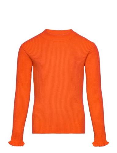 Nkfvianna Ls Slim Knit N Tops T-shirts Long-sleeved T-Skjorte Orange N...