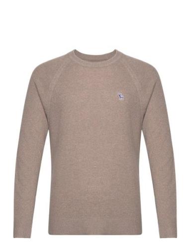 Anf Mens Sweaters Tops Knitwear Round Necks Beige Abercrombie & Fitch