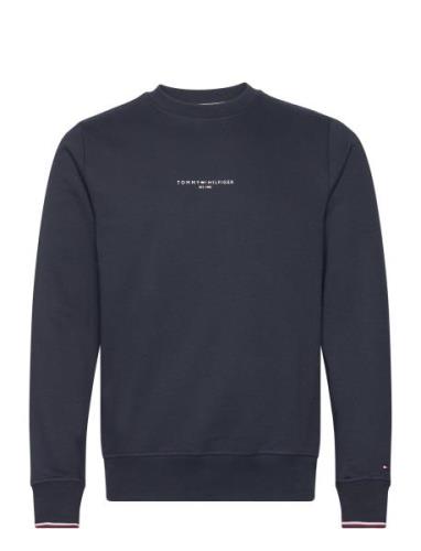 Tommy Logo Tipped Crewneck Tops Sweatshirts & Hoodies Sweatshirts Navy...