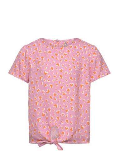 Kogpalma Knot S/S Top Ptm Tops T-Kortærmet Skjorte Pink Kids Only